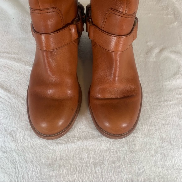 Coach Natale Women US 6 Cognac Leather Riding Boot Harness Knee High‎ Pull On - Picture 12 of 16
